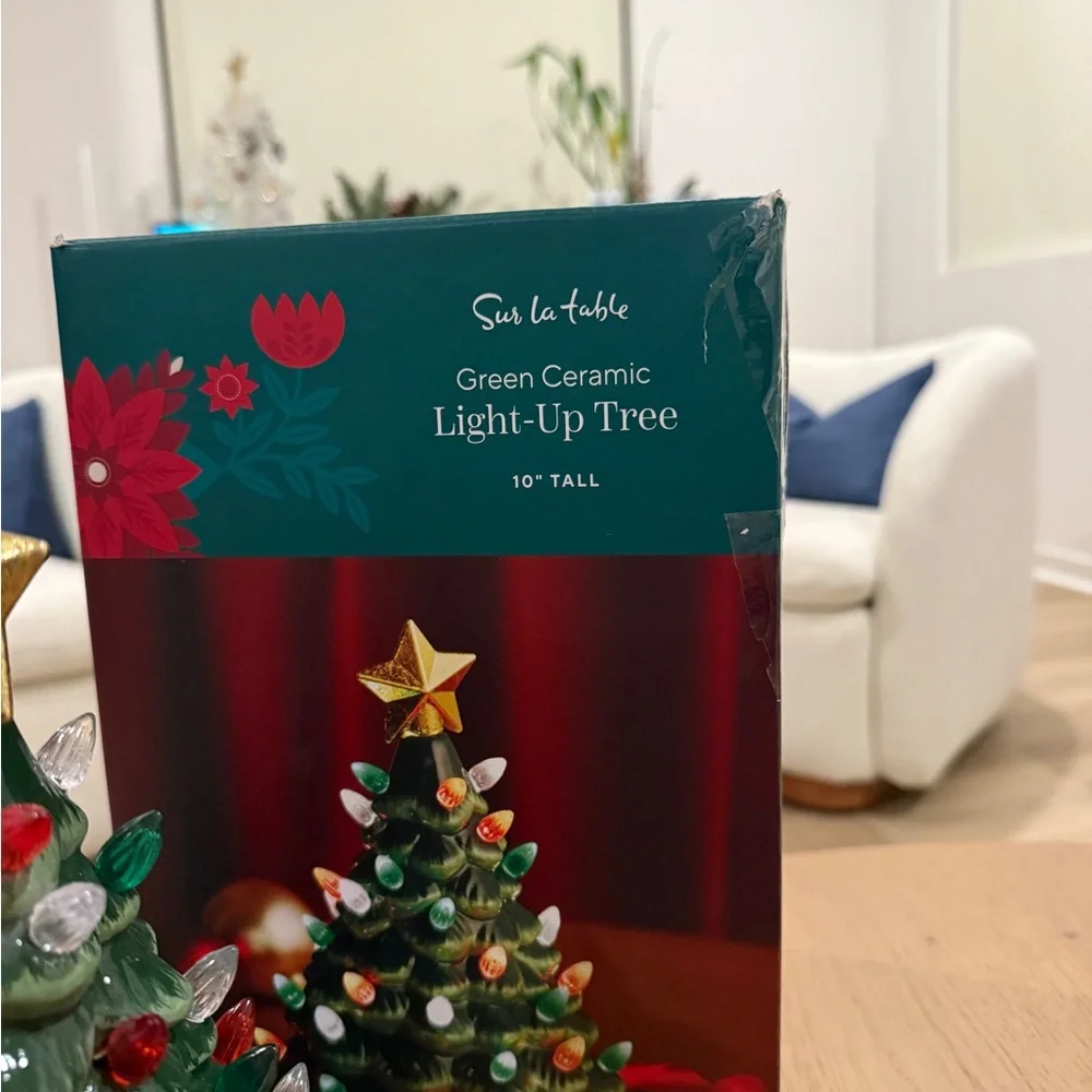 Green Ceramic Light-Up Tree with Star
